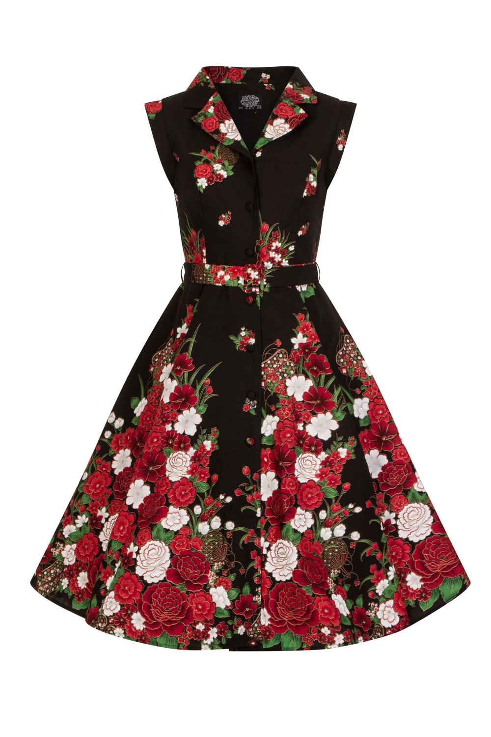 Black Floral Shirtwaist Dress